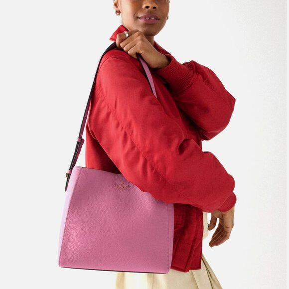 New Kate Spade Juliette Medium Bucket Pebble Leather Nouveau Rose - Picture 2 of 4